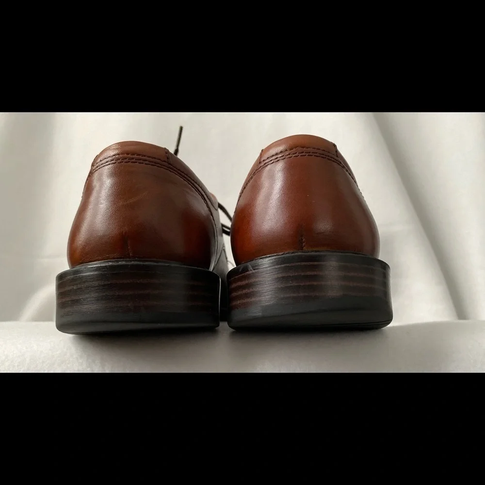 Johnston & Murphy Size 8 1/2 Mens Brown Leather Plain Toe Lace up Oxford